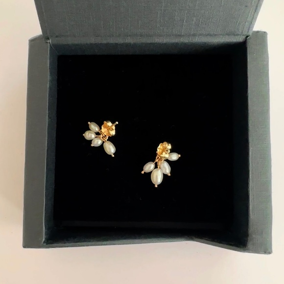 WWAKE cloudburst earrings pair opal freshwater pearl 14k gold catbird lagarconne - Picture 8 of 10